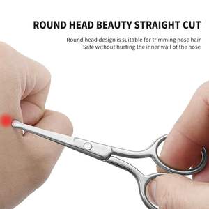 Ciseaux professionnels pour sourcils et poils du nez, pour droitiers, lame incurvée de sécurité, en acier inoxydable chirurgical, pour la coupe des poils du visage et des oreilles - Product Image 6