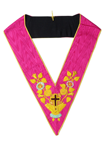 Ensemble de regalia maçonniques du Rite écossais Rose Croix 18e degré avec collier brodé, écharpe et bijoux de cérémonie - Product Image 2