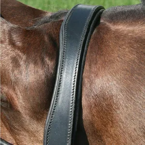 Brida de cuero de lujo para caballo con forma anatómica y acolchado suave, con parte trasera recortada y costuras elegantes, con hebilla. - Product Image 4