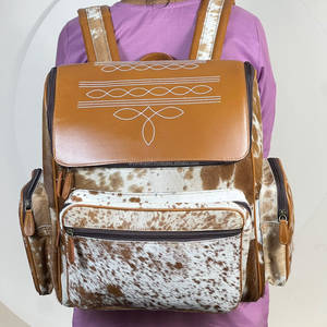 New Personalized Boot <b>Stitch</b> Backpack Purse Handmade Genuine Cowhide Leather Tooled Flap Women Travel School Fashion Backpacks - Product Image 2