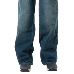 Pantalones Cargo de Mezclilla Tejida Azul Oscuro para Hombre, Corte Regular, Pierna Ancha, Multibolsillos, Casuales, Lavados, Largos, Utilitarios, para Invierno - Product Image 6