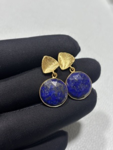 Handmade Designer Customized Sterling <b>Silver</b> Lapis Lazuli Gemstone Fine Drop <b>Dangle</b> <b>Earrings</b> for Women Wedding - Product Image 3