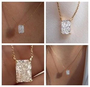 Pendentif Premium Or Argent Moissanite Pierre Colorée CVD CZ EGL VVS2 D Gemme Radiante 3.85 CTS VS1 Bijoux de Mode - Product Image 2