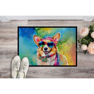Felpudo Corgi Hippie Dawg antideslizante lavable de pila baja alfombra de entrada interior/exterior 24H X 36W para puerta Delantera - Product Image 2