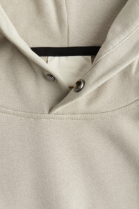 Sudadera con Capucha Gris Claro para Hombre, Corte Holgado, Informal, Tejido de Felpa, Color Sólido, para Otoño, 100% Algodón - Product Image 3
