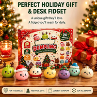 Calendrier de l'Avent promotionnel de Noël : Squishies en forme de raviolis – Compte à rebours de 24 jours – Boîte surprise anti-stress pour un plaisir garanti – Cadeaux et jouets