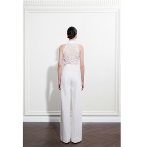 Pantalon taille haute pour femme ELYN WIDE-LEG PANTS ODM avec fermeture éclair latérale, style minimaliste, pantalon large pour femme - Product Image 1