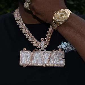 Joyería Hip Hop para Hombre, Colgante Personalizado con Letra y Espinas, Plata de Ley 925 con Moissanita VVS - Product Image 2