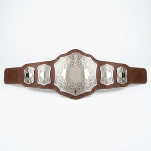 Ceinture de championnat personnalisée haut de gamme, ceinture de récompense pour la lutte et la boxe, plaques métalliques, sangle en cuir, logo sportif gravé - Product Image 1