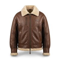 Blouson aviateur en cuir véritable marron pour homme, doublé de fourrure, chaud, style B3, épais, pour l'hiver