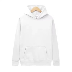 Sudadera con Capucha Blanca Unisex, Corte Regular, Algodón French Terry, Casual, con Bolsillo, Manga Larga, para Otoño - Product Image 1