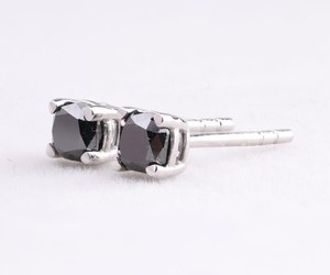 DailyWear Elegant <b>Cushion</b> Diamond Stud Earrings Solitaire 4-Prong Martini Studs Black Diamond Studs Dainty Earring For Gift - Product Image 2