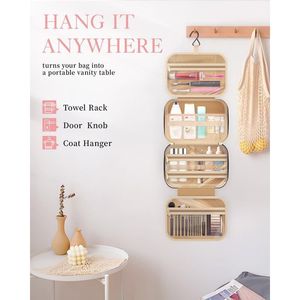 HOTOR Borsa da Toilette da Appendere per Donne e Uomini, Borsa da Viaggio per il Trucco con Ampio Scomparto per Organizzazione e Conservazione - Product Image 3