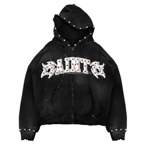 Personalizado de alta calidad fabricante Sun Faded Heavyweight 400gsm y 100% algodón Acid Wash Zipper Boxy Fit Zip up Hoodie para hombres - Product Image 1