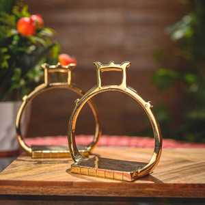 Attractive Modern <b>Gold</b> Tone Alloy Metal Geometric Ellipse Equestrian Inspired Tabletop <b>Vase</b> & Centerpiece - Product Image 1