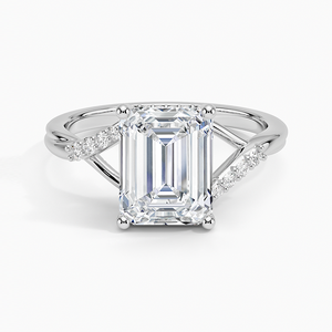 Bague BOJ 040 en argent 925, taille émeraude, avec halo dissimulé, diamant 2 carats couleur D VVS1, moissanite certifiée GRA, prix bas - Product Image 1