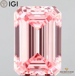 Diamante Cultivado en Laboratorio CVD, Corte Esmeralda, 3.00 Quilates, con Certificado IGI, Color Rosa Intenso, Claridad VVS2, para Anillo de Compromiso Personalizado - Product Image 1
