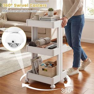 Carrito de Almacenamiento Rodante de 3 Niveles, 15.5'' x 14.5'' x 30'', Bandejas Ventiladas Desmontables para Cocina y Baño - Product Image 3