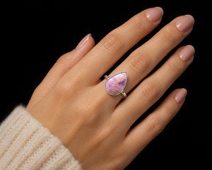 Natural Pink Kunzite <b>Ring</b> 925 Sterling Silver Pear Cabochon Gemstone <b>Ring</b> Handmade Fine Jewelry Gift for Women - Product Image 2