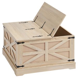 Tavolino da Caffè Rettangolare in Stile Boho Moderno, 32 Pollici, in Rattan Intrecciato e Legno con Piano in MDF e Vano Portaoggetti - Product Image 1