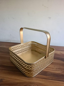 Metal <b>Hamper</b> Basket with Handle <b>Storage</b> Basket for Pooja, <b>Hamper</b>, Gifting, Home Decor Handcrafted Decorative - Product Image 5