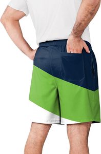 Seattle Seahawks Color Block Shorts Short de sport en polyester léger, coloris bleu marine, vert et blanc, élastique - Product Image 3