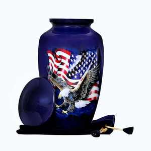 Urne funéraire bleu marine avec ancre et couvercle argenté pour hommage commémoratif nautique adulte - Product Image 5