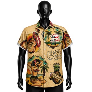 Camisa Casual de Manga Corta para Hombre ORVO Sports, Negra, Gris, Naranja, con Estampado de Póker, Secado Rápido, Transpirable, de Poliéster Twill, con Cuello Camisero - Product Image 3