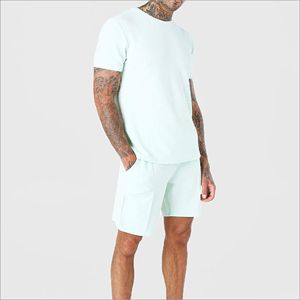 Conjunto de Camiseta y Pantalones Cortos Casuales de Moda para Hombre, Transpirable, Colores Sólidos Personalizados, Logotipo, 100% Algodón, Estilo Urbano de Verano - Product Image 6