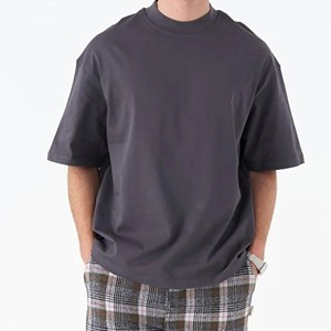 Camiseta Casual de Manga Corta para Hombre, Cuello Redondo, Color Gris Oscuro, Talla Grande, Tejido de Punto, Algodón - Product Image 5