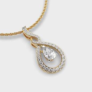 Luxury 14K <b>Solid</b> <b>Gold</b> Moissanite <b>Pendant</b> Pear Cut Claw Setting Water Drop Shape Women's Engagement <b>Pendant</b> - Product Image 3