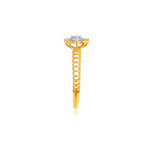 Bague florale en or jaune et diamants, pierres rondes de 0,20 ct, bijoux fins pour femmes, bande en or 14 carats, cadeau d'anniversaire élégant - Product Image 4
