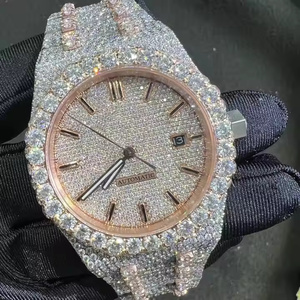 Montre de luxe pour homme en quartz et diamant moissanite, style hip-hop glacé, design premium, élégante avec diamants moissanite - Product Image 1