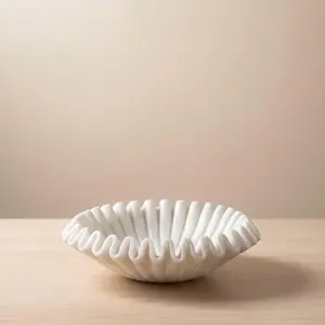 Bols décoratifs classiques en marbre blanc naturel pour mariage et fête, 100 % faits à la main, pour fruits, bijoux, onyx, travertin, style moderne - Product Image 1