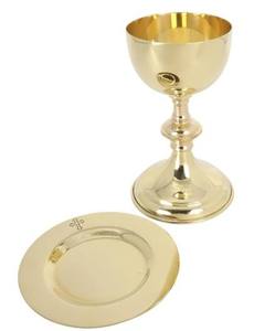 Calice religieux moderne en laiton avec finition polie brillante, forme ronde, nouveau design, qualité authentique, décoratif pour église et mariage - Product Image 2