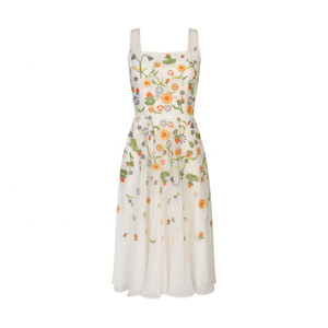 Eliza Summer-Robe midi décontractée sans manches avec broderie et poches, taille naturelle, style intemporel pour adultes - Product Image 3