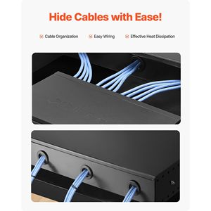 2U Rack Mount Server Cabinet Case <b>Lockable</b> with Sliding <b>Drawer</b> 50 Lbs Max Load-Bearing Cable Management Hole - Product Image 4