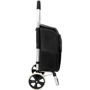 Carrello della spesa pieghevole nero con ruote, borsa rimovibile in tessuto Oxford impermeabile, carrello per la spesa pratico - Product Image 3