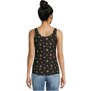 Débardeur en tricot noir à imprimé floral pour femme, col rond, décontracté, longueur normale, 100 % coton, respirant, séchage rapide - Product Image 4