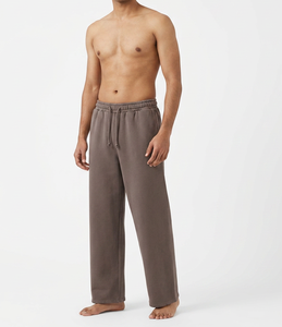 Men's Fleece Sweatpants Elastic Waist Casual Pockets Midweight Autumn Knitted Plain Dyed <b>Brown</b> - Product Image 1