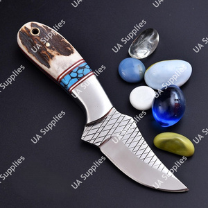 Couteau de chasse EDC à pointe clip, manche en corne de cerf, qualité supérieure, fait main, directement de l'usine, pour farrier, raspador, couteau de camping, OEM/OBM - Product Image 4