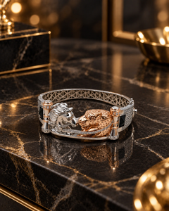 Pulsera de Plata 925 con Diseño Animal, Incrustaciones de Circonio, Baño de Oro Rosa, Cristal, Regalo de Boda Unisex - Product Image 1