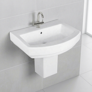 Ensemble de lavabo rectangulaire en céramique de qualité export avec demi-pied - Product Image 6