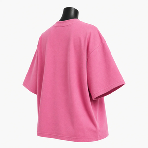 <b>Pink</b> Oversized Women's <b>Crop</b> <b>Top</b> Crew Neck Short Sleeve Letter Print 100% Cotton Jersey Loose Fit Casual Spring Summer Style - Product Image 2