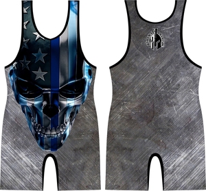 Maillot de lutte sans manches en polyester, coupe ajustée, avec impression de lettres, unisexe, impression par sublimation - Product Image 2