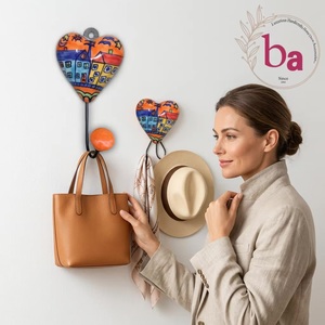 Beads Art Handmade Ceramic Heart <b>Wall</b> <b>Hook</b> Orange Ball Decorative <b>Key</b> Holder Eco-Friendly Multifunction Vintage Style Novelty - Product Image 4