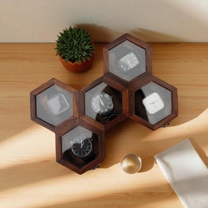 AHTE MANUEXPO Wooden Watch Box for Men & Women-Handmade Storage & <b>Display</b> <b>Case</b> with Jewelry Compartment - Product Image 3