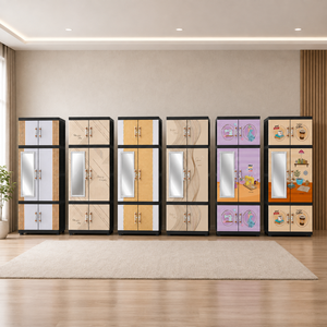 Naiba Fit Pro Plastic Cabinet/<b>Wardrobe</b> with Brown Flat Panel Hinged Doors with Mirror for Clothing and Bedroom Storage - Product Image 3