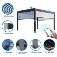 Pergola de jardin 3x3 avec panneaux de clôture en aluminium, panneau de clôture de jardin en aluminium pour terrasse de jardin et terrasse de villa avec design moderne