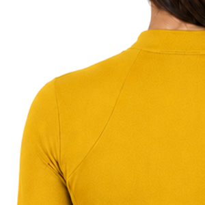 Haut de performance équestre pour femme, jaune moutarde, à manches longues, avec quart de zip, extensible et respirant - Product Image 5